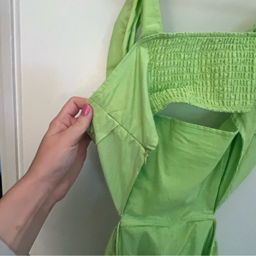 Lime Green Cut Out Midi Dress - Picture 5 of 10